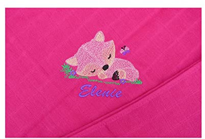 pinkeSterne ☆ Schnuffeltuch Fuchs Kuscheltuch Spucktuch Mullwindel Tuch Lätzchen Personalisiert Pink Lila