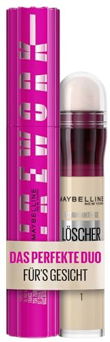 Bundle of Maybelline New York, Lash Sensational Firework Mascara, Very Black, 10 ml + Maybelline New York Abdeckstift, Instant Anti-Age Effekt Concealer, Nr. 01 Light, 6,8 Ml