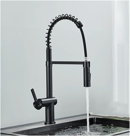 YQZQXWA Matte Black Kitchen tap Pull-Out 2-Mode spout Sink Mixer Single Lever Pedestal Mixer Compatible with hot and Cold Water Washbasin,Kitchen Sink Faucet innovate