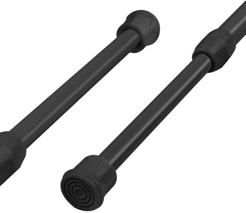 HOTUT 2 Pcs Net Curtain Rods Extendable, 30-50cm Tension Rods for Curtains, No Drilling Rustproof Adjustable Small Spring Tension Rods Extendable Cupboard Bars for Windows, Kitchen, Bathroom, Wardrobe
