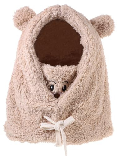 Homoyoyo Bärenmütze Mit Maske Warme Wintermütze Für Damen Plüschmütze Mit Bärenohren Bezauberndes Tierkostüm Hautfreundlich Und Langlebig