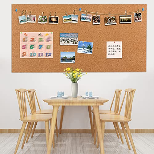 40x120cm Cork Board Roll, 3mm Self-Adhesive Bulletin Boards, Thick Large Cork Mat Decorative Corkboards for Walls, Office, Kitchen, Poster, Vision Board Pin Boards