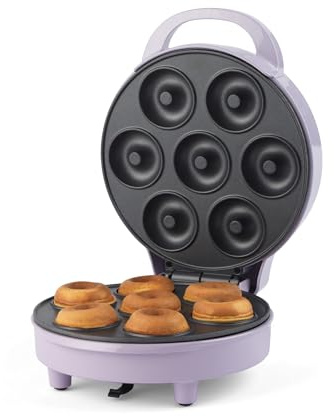 Giles & Posner Mini-Doughnut-Maker – Antihaft-Kochplatten für 7 Donuts, einfach zu reinigende Donutmaschine, Leckereienmacher für Kinder, automatische Abschaltung, Kontrollleuchten, 1000W