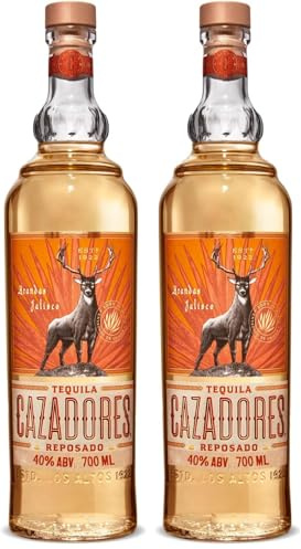 CAZADORES Tequila Reposado, 40% ABV, 70cl / 700ml, Alcool Bidistillato Prodotto con 100% Agave Blu Weber (Confezione da 2)