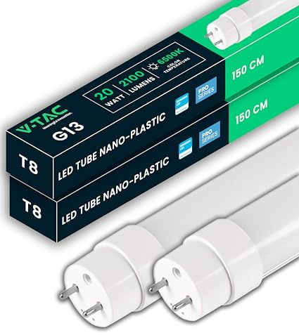 V-TAC 2x LED Röhre 150 CM - T8-20W - 2100 Lumen - Samsung Chip - G13-Fassung - LED-Röhren für Decke, Wand, Garage, Geschäft - T8 Lampe- Ersatz für Neonröhren - Licht 4000K Neutralweiß