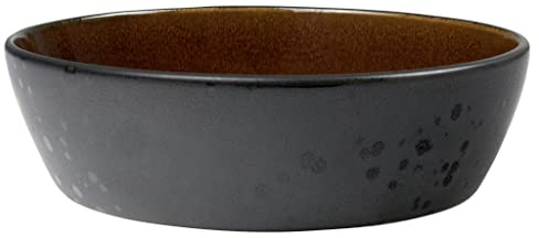 BITZ Suppenschale, Suppenschüssel aus Steingut, 18 cm im Durchmesser, schwarz/bernsteinfarben