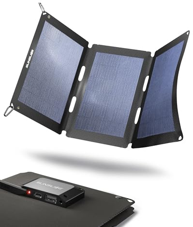 Chargeur Solaire Sunslice Fusion Flex 18W avec 2 Ports USB et Technologie CIGS, Flexible, Pliable et résistant à l'eau pour Une Recharge Rapide des Smartphones, tablettes et Plus