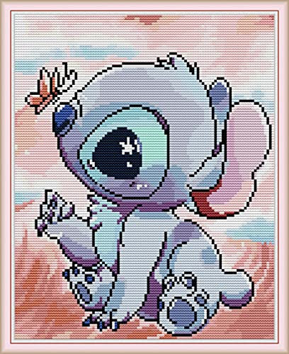 11CT Kit Punto a Croce Timbrato Fai-da-te Ricamo Linea Completa di Kit - Simpatici Animali 33 x 39 cm