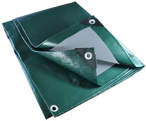 SuperStark Telone di copertura 2x3 m, 330 g/m², estremamente resistente agli strappi, verde, grigio, 100% impermeabile, in tessuto stabilizzato ai raggi UV, camion, barca