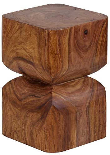 möbelando Beistelltisch WL1.562 Sheesham Vollholz 30x45x30cm Rustikaler Deko-Tisch | Blumentisch Holztisch Klein | Sofa Anstelltisch Braun| Kleiner Echtholz Tisch | Ablagetisch Wohnzimmertischchen