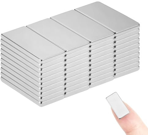 40 neodymmagneter, 20x10x2 mm, rektangulära, fyrkantiga tegelmagneter, mini, för whiteboard, magnetboard, anslagstavla, kylskåp