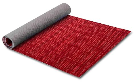 HomeLife Tappeto Cucina Antiscivolo Lavabe 52X200 Made in Italy | Passatoia Antimacchia in PVC Interni e Esterni, Moderna Fantasia di Linee su Sfondo Rosso | Tappeti Runner Lungo in Gomma [200 cm]