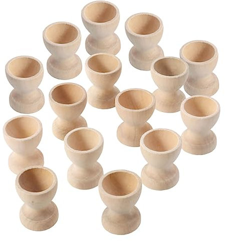 MAGICLULU 15pcs Wooden Egg Holder Wine Glass Shaped DIY Tray Kids Easter Painting Toy Smooth Surface Egg Stand Storage