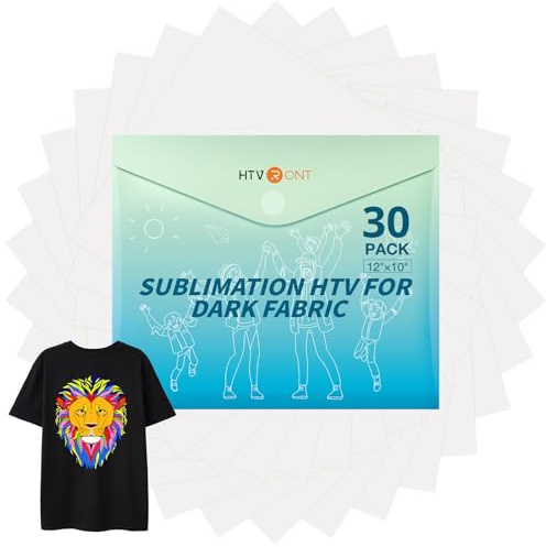 HTVRONT Sublimations-HTV für dunkle Stoffe/helle Stoffe, 30 Stück, 30,5 x 25,4 cm, mattes Sublimationsvinyl – Sublimationsrohlinge für Sublimations-Shirts/Hut/Kissen/Tasche