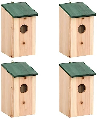 Casa para pájaros 4 Unidades Madera 12x12x22 cm,Pajareras-41012