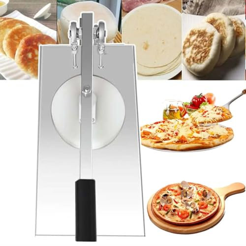 CYMYYDS Pizza Dough Roller Sheeter, Manual Pizza Dough Press Machine, Household Pizza Pastry Press Machine, Stainless Steel Tortilla Press Machine for Pressing Pizza and Pasta Making,16cm