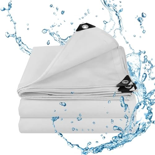 Weiße Canvas-Planen, strapazierfähige, wasserdichte Planen mit verstärkten Ösen, Mehrzweck-Abdeckplane, langlebiges Abdecktuch für den Außen- und Innenbereich – Unterstützung nach Maß(2x3.5m)
