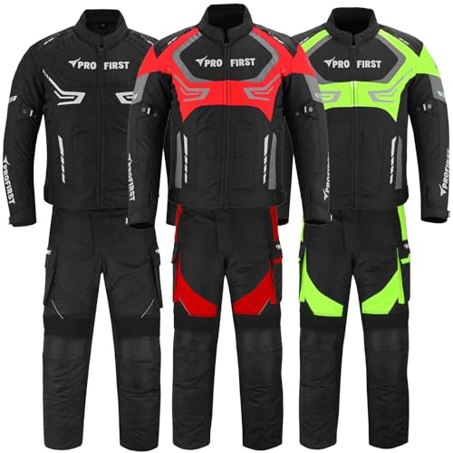 Inflori Motorcycle Suit Waterproof Jacket With Riding Trouser - Armored Bike Rider All Weather Suit (Green, L 40 Chest/ 34 Waist)