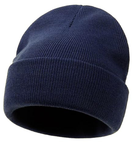 iNelihoo Baby stickad mössa spädbarn mössa hatt dagis mössa dubbla lager stickad mössa barn varm mjuk höst vintermössor för baby pojkar flickor 0–6 år, Marinblå, M