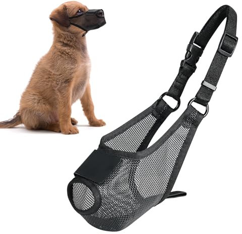 FWLWTWSS Maulkorb Mittlere Hunde, Atmungsaktive Maulkorb für Hunde, Verstellbare Maulkorb für Große Hunde, Maulkorb Kleine Hunde Mit Klettverschluss，Giftköder Maulkorb, Ermöglicht Hecheln und Trinken