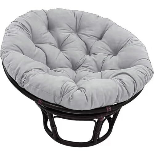 Hänge Ei Stuhl Kissen Schaukel-Hängekorb-Sitz, rundes Kissen, weiche Füllung, Baumwoll-Rattan, Eierstuhl-Auflage, for drinnen und draußen, Terrasse, Garten, Entspannungssofa-Kissen(Light grey,80X80cm)
