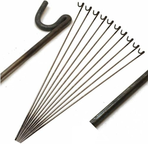 10 x Metal Fence Pins Steel Barrier Fencing Garden Netting Stakes Posts (8mm x 1.25m)