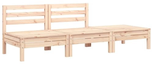 Eleganz Gartensofa 3-Sitzer aus massivem Kiefernholz – Natürlich & langlebig für Garten und Terrasse – Unbehandeltes Holz für umweltbewusste Haushalte