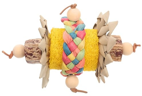 VERDANVERSE Giocattolo da Masticare per Pappagalli e Calopsitte, Accessorio in Luffa Resistente per Gabbia, Decorazione Interattiva per Uccelli Domestici, Facile da Fissare e Adatto a Tutte