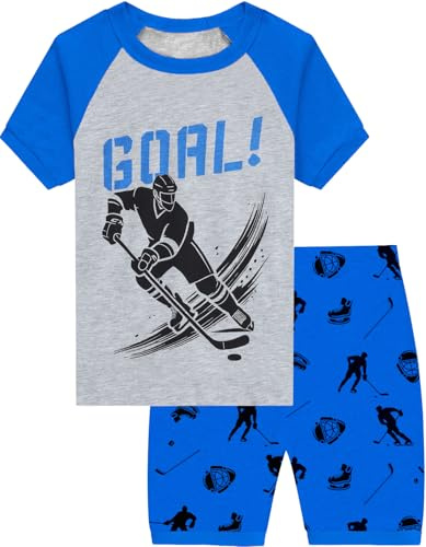 Little Hand Kids Field Hockey Pajamas Boys Goal Pyjamas Short Sleeve Toddler Boy Summer Pjs Clothes Blue Short Sets 3t
