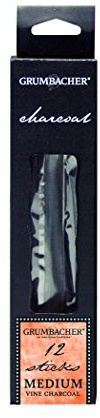 GRUMBACHER Vine Charcoal, Medium, 12/Pk (V4212), Black