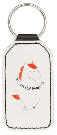 Mr. & Mrs. Panda Rechteckig Schlüsselanhänger Einhorn Dankeschön - Geschenk, Einhörner, Einhorn Deko, vielen Dank, Taschenanhänger, Glücksbringer,
