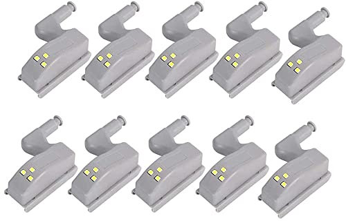 POFET - Lote de luces LED con bisagras y sensor de gabinete, batería con iluminación automática, para armario de cocina, sala de estar, dormitorio