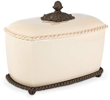 Cream Stoneware Acanthus Bread Box
