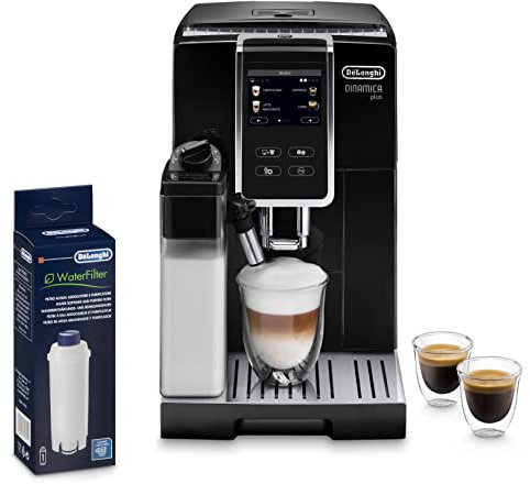 De'Longhi Dinamica Plus ECAM 370.70.B Kaffeevollautomat mit LatteCrema Milchsystem, 3,5 Zoll TFT schwarz & Original Wasserfilter DLSC002 Zubehör Kaffeevollautomaten mit Wasserfilter,Weiß