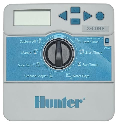 GNCGarden Hunter, Programador de riego Hunter, X-Core 401i 4 Estaciones (Interior) | Programador riego automático | Temporizador riego 4 Estaciones