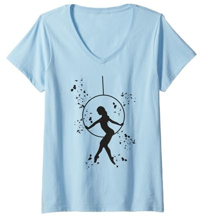 Damen Aerialist Colorsplash Aerial Ring Kinder Lyra Aerial Hoop T-Shirt mit V-Ausschnitt