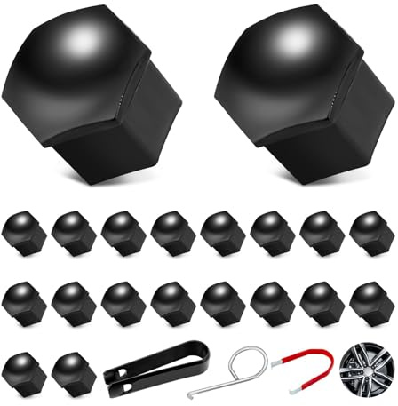 Radmutterkappen 21mm Radschraubenkappen Schraubenabdeckung für Radschrauben - 20 PCS Sechskant-Reifenmutternkappen Abdeckkappen für Schrauben Auto, Universal Schraubenkappen Radmuttern Kappen Schwarz