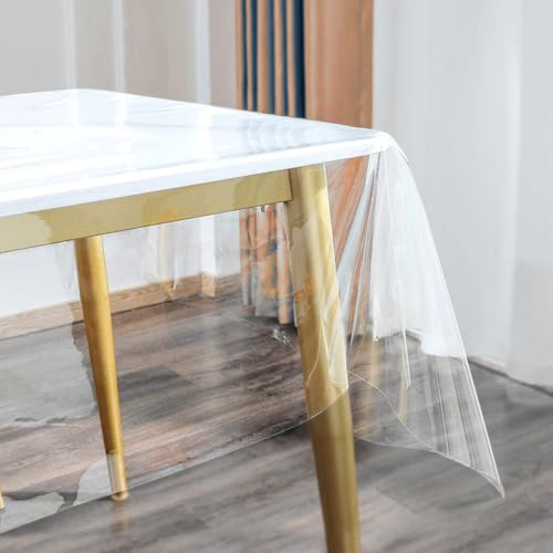 Varenzya Nappe Transparente Rectangulaire 140 x 220 cm, PVC Nappe Plastique
