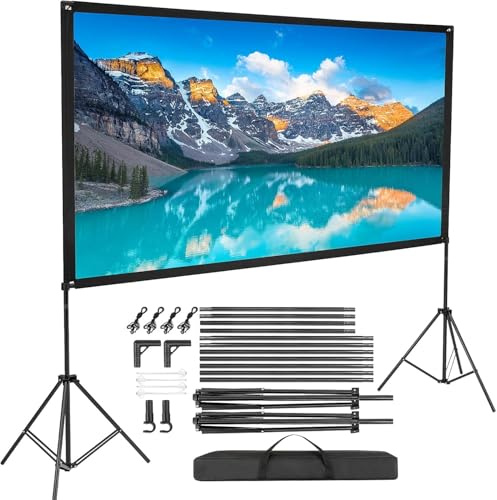 ARATERVIO 84 Faltbare Beamer Leinwand mit Ständer, Tragbare HD 4K Projektionsleinwand, 16:9 Format, 160° Betrachtungswinkel, Stativ mit Faltenfreier Oberfläche