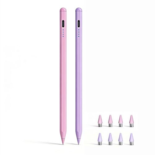 (2 Park) Stylus Pen for Samsung Galaxy Tab A11 / A11+, A9 / A9+, A8, A7 Lite, Active Capacitive Pencil for Samsung Android Tablet & iOS Touchscreens, Digital Pen with 8 Tips (Pink+Purple)