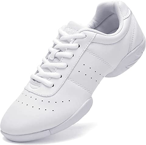 DADAWEN Adult & Youth White Cheerleading Shoes Sport Training Tennis Sneakers Competition Cheer Shoes White US Size 5//EU Size 36
