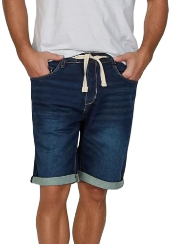 riverso RIVPaul Pantalones Vaqueros Cortos para Hombre, Jeans Short, Cortos de Verano, Corte Regular, Bermudas, Gris, Azul Claro, Azul, Negro, W30 - W42 - Dark Blue Denim (D147) - W33