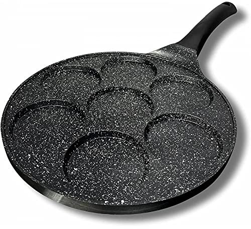 Poêle à Pancakes 26cm Façon Pierre Tous Feux Dont Induction sans PFOA Cuisson sans Matière Grasse Revêtement Antihadésif