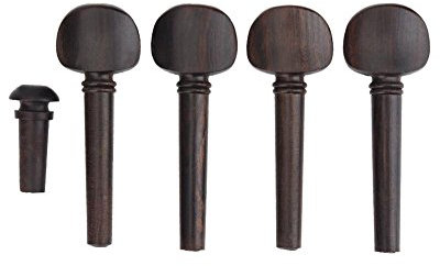 Violin Tuning Pegs, Ebony Violin Tuning Pegs with Endpin, Easy to Install, Durable and Stable, 4/4 Size Violin String Tuning Peg Set for Violin Repair and Maintenance