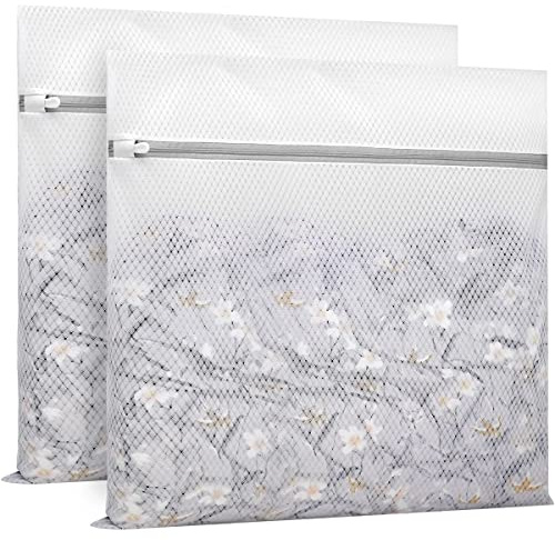 Muchfun 2Pcs Durable Diamond Mesh Laundry Bags for Delicates 24 x 24 Inches (2 XX-Large)