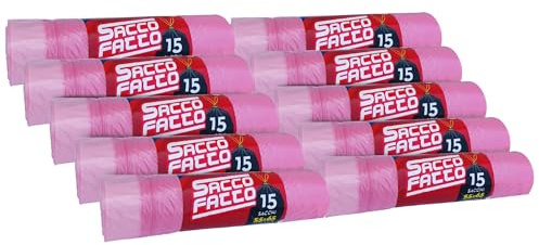 EFFENNE Group - 150 Bolsas de Basura Perfumadas Transparentes 55x65 cm con Asas para la Recogida de Residuos Internos - Bolsas de Plástico para Cubos de Basura de Cocina y Baño