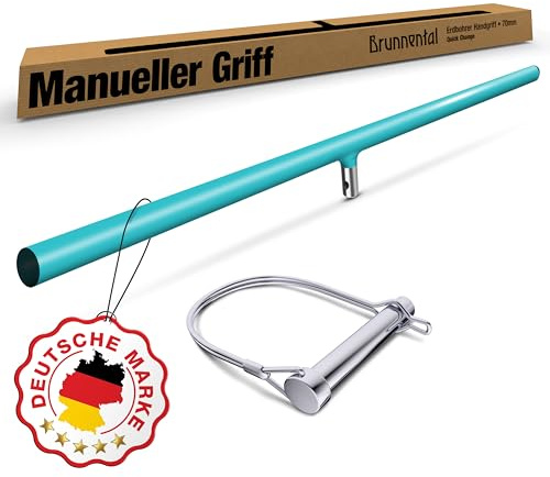 BRUNNENTAL® Mango Manual para Taladro de Tierra 70 cm, Empuñadura Extralarga para Barrenas de Tierra, Conexión 20 mm, Acero al Manganeso 65Mn, Perno Quick Change, para Ahoyador, Jardín, Postes y Pozos