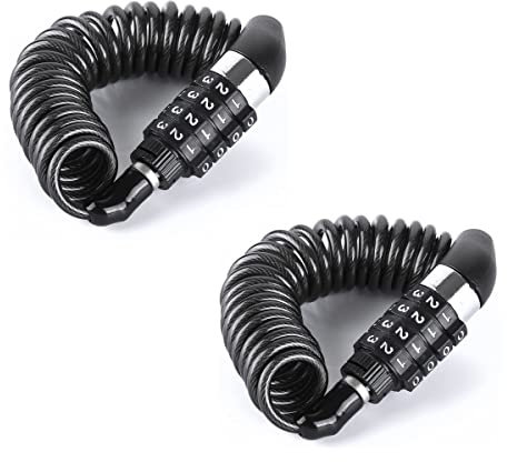 HOUSON 2 Stück Helmschloss 150cm, Kabelschloss Bike Lock Kinderwagenschloss, Fahrradschloss, Snowboardschloss Fahrradhelm mit 4 Stellig Code