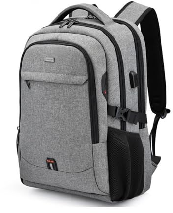 FANDARE Laptop ryggsäck män kvinnor skolryggsäck med USB-laddningsport handbagage butik arbete skolväskor laptopväska för arbete resor vandring ledig dagryggsäck högskola, GRÅ, L