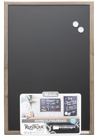 BAZIC Products Magnetic Chalkboard Rustic Wood Frame 20 x 30 Blackboard w/Chalk Marker + 2 Magnets for Restaurant Menu Office Home Wall Decor, 1-Pack
